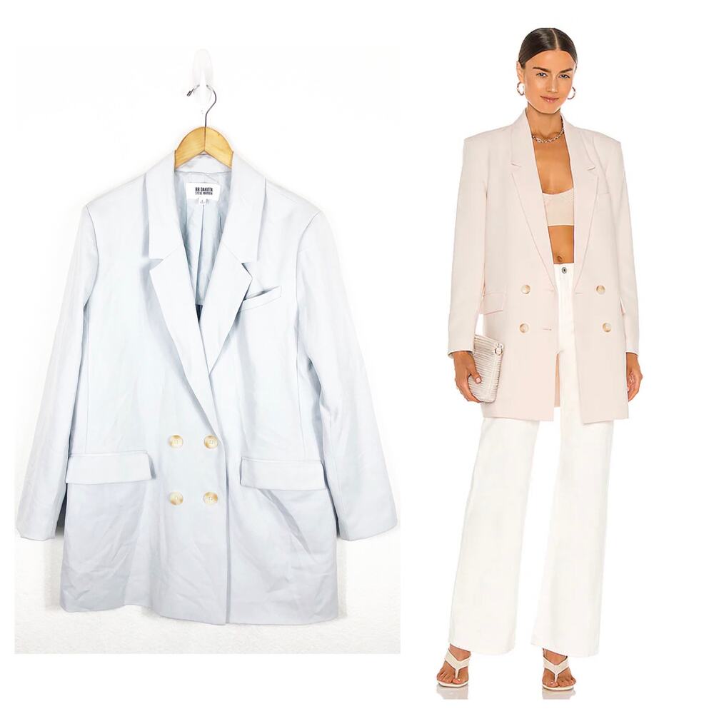BB Dakota by Steve Madden Dress to Thrill Blazer Light Blue Womens Size Large